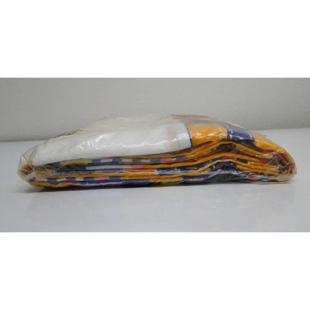 Vintage Tastemaker Full Flat Sheet Patchwork Geometric Retro Multi Color New NOS